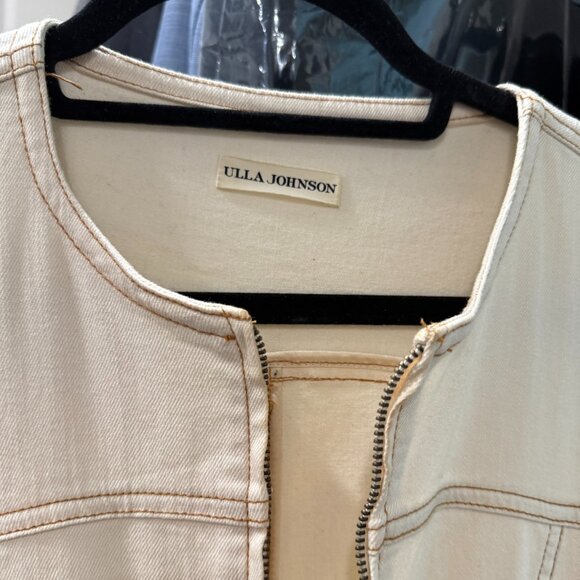 Ulla Johnson Cream Utility Jumpsuit with Puff Sleeves (Size 8) - Picture 2 of 4